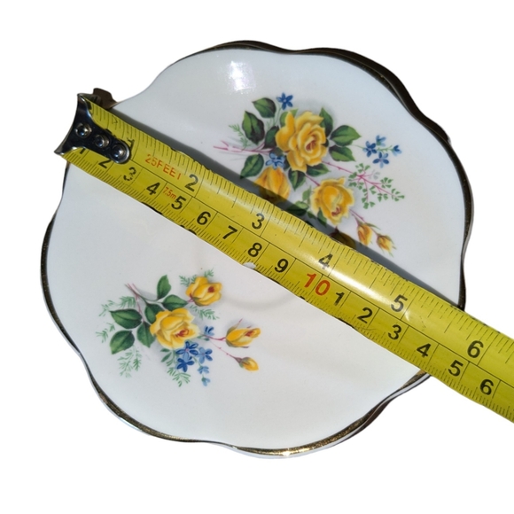 Rosina| England Bone China Yellow Golden Floral Fancy White Tea Cup with Saucer - Picture 8 of 10